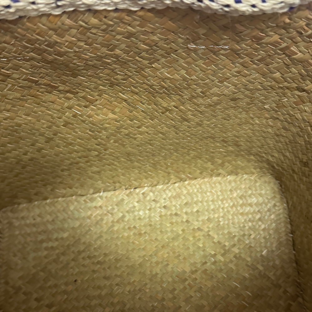 Bujibaja Straw Striped Blue and Cream Tote Bag - Picture 6 of 8